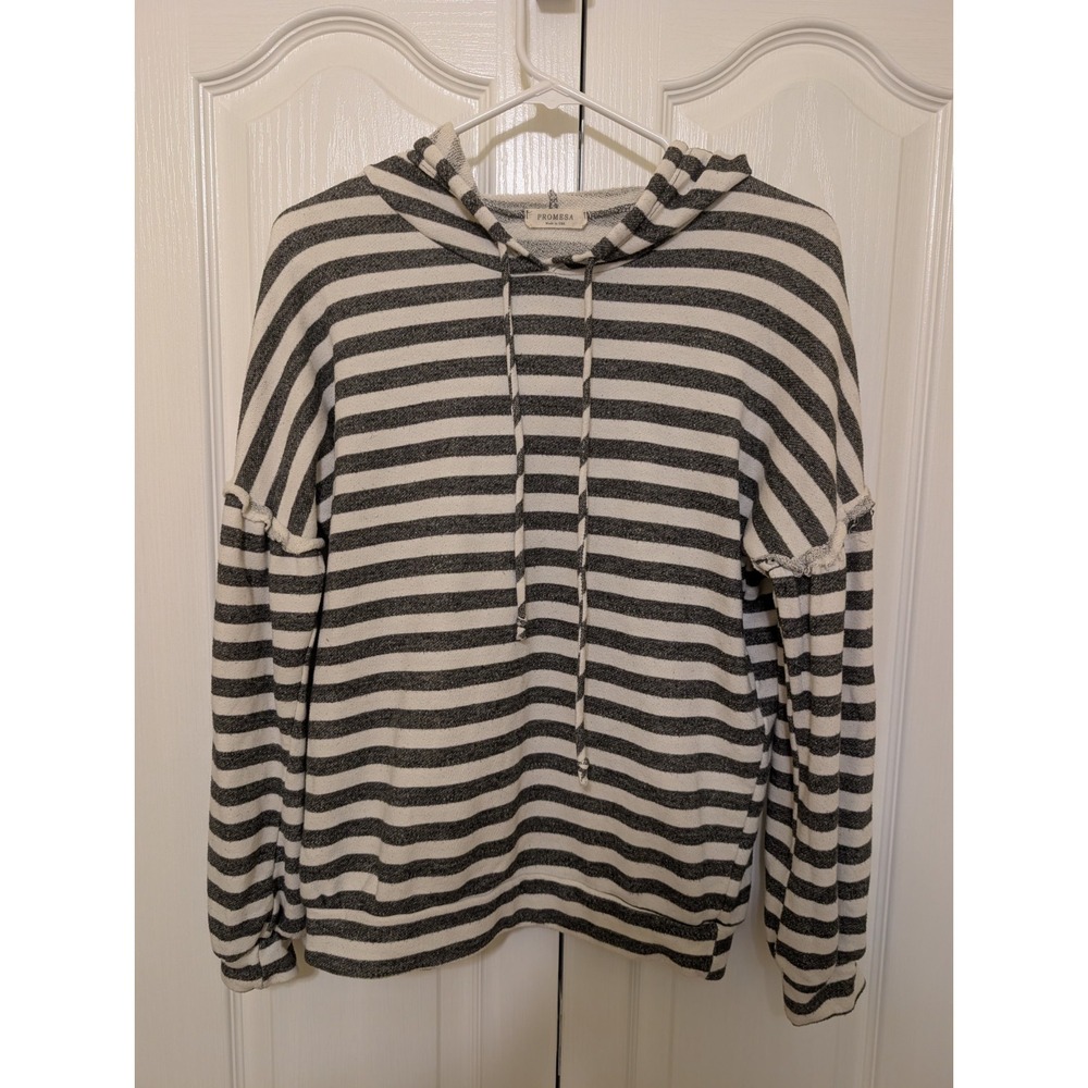 Promesa Striped Hoodie Pullover Long Sleeve Made in USA Women's Small